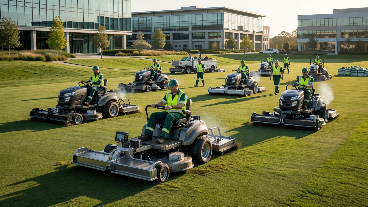 Large commercial lawn maintenance